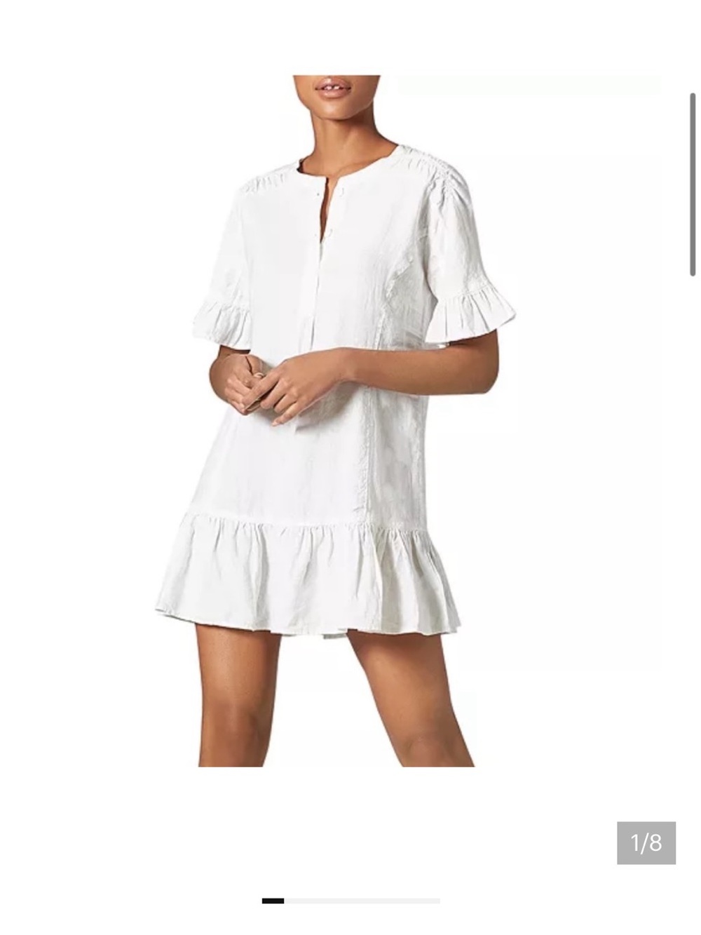 Joie White Linen Ruffle-Hem Tunic Dress